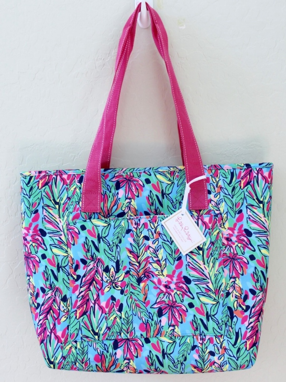 Lilly Pulitzer Hot Spot Blue Pink Green Soft Insulated Beach Cooler Tote Bag NEW